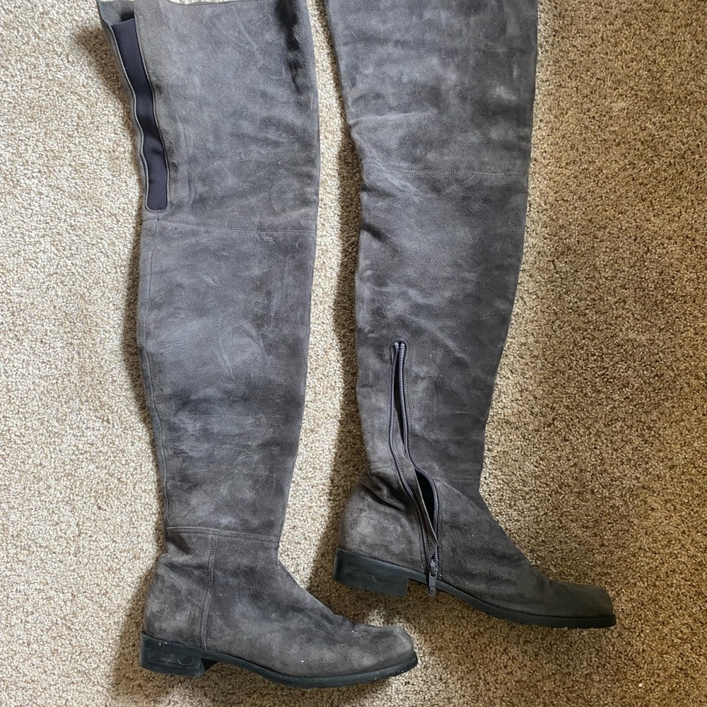 Gray Stuart Weitzman Hitest Over the Knee Suede Boots 40